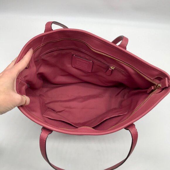 Coach Pink Crossgrain Leather City Zip Tote Bag F58846 - Picture 10 of 12